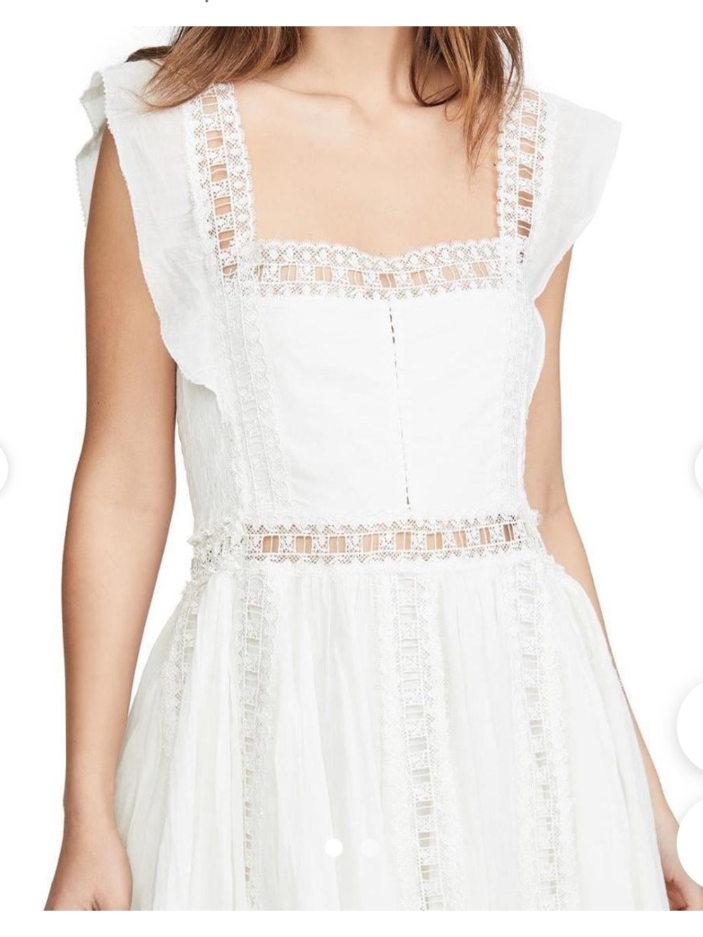 Free people Verona White Lace Trim Square-Neck Mini Dress - Picture 4 of 12